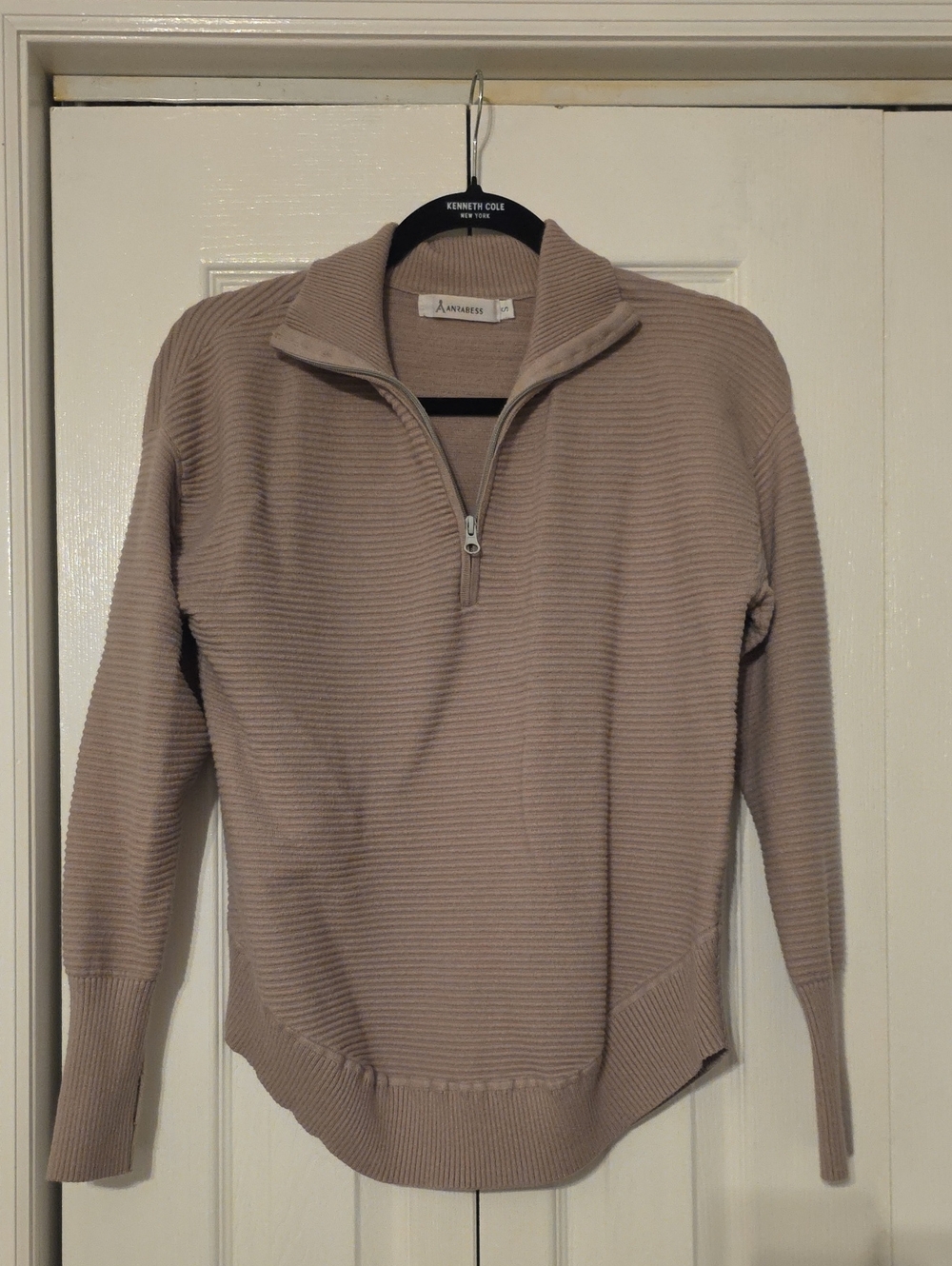BUNDLE  2 Half-Zip Ribbed Pullovers in Taupe And Dark Olive